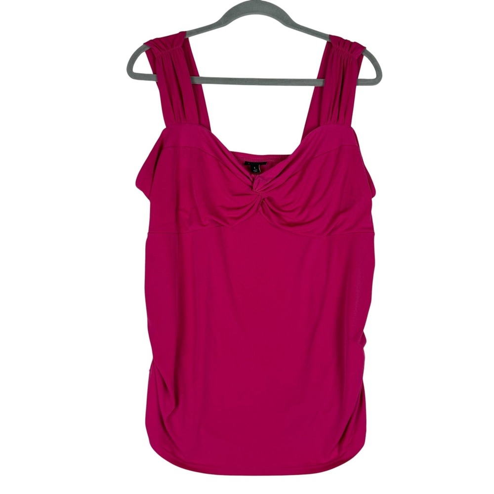Torrid Tank Top Camisole Womens 1 Pink Sweetheart Neck Ruched Stretch Straps